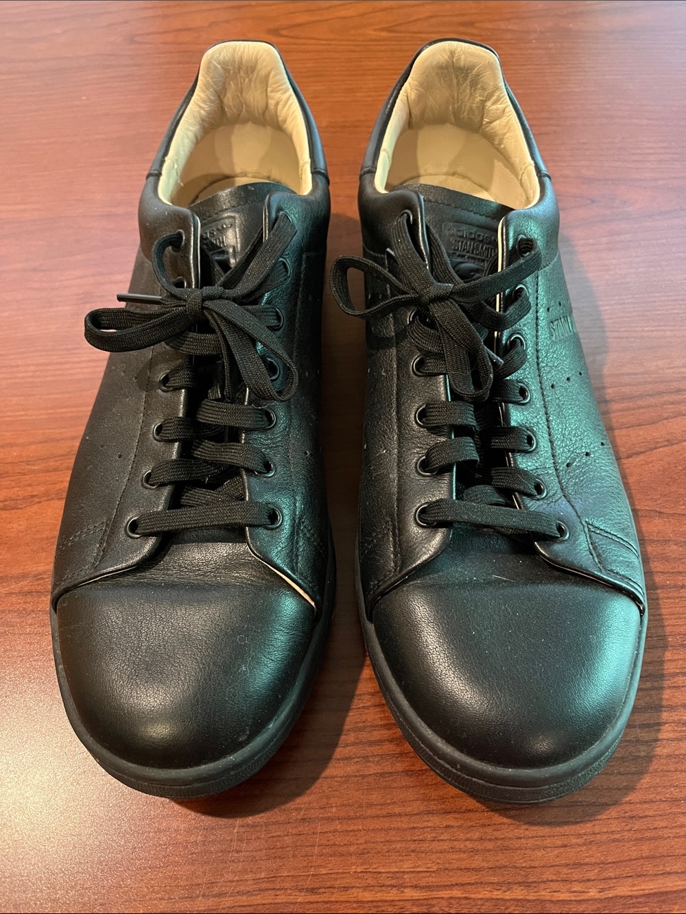 Adidas Triple-Black Stan Smith Leather Classic Low-Top Sneakers
